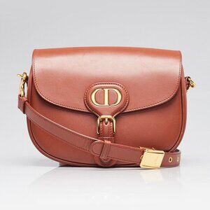 Christian Dior Dark Tan Smooth Calfskin Leather Medium Bobby Crossbody Bag